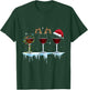 Wine Glasses with Reindeer and Santa and Christmas Lights T-Shirt - T-Shirt | Forest