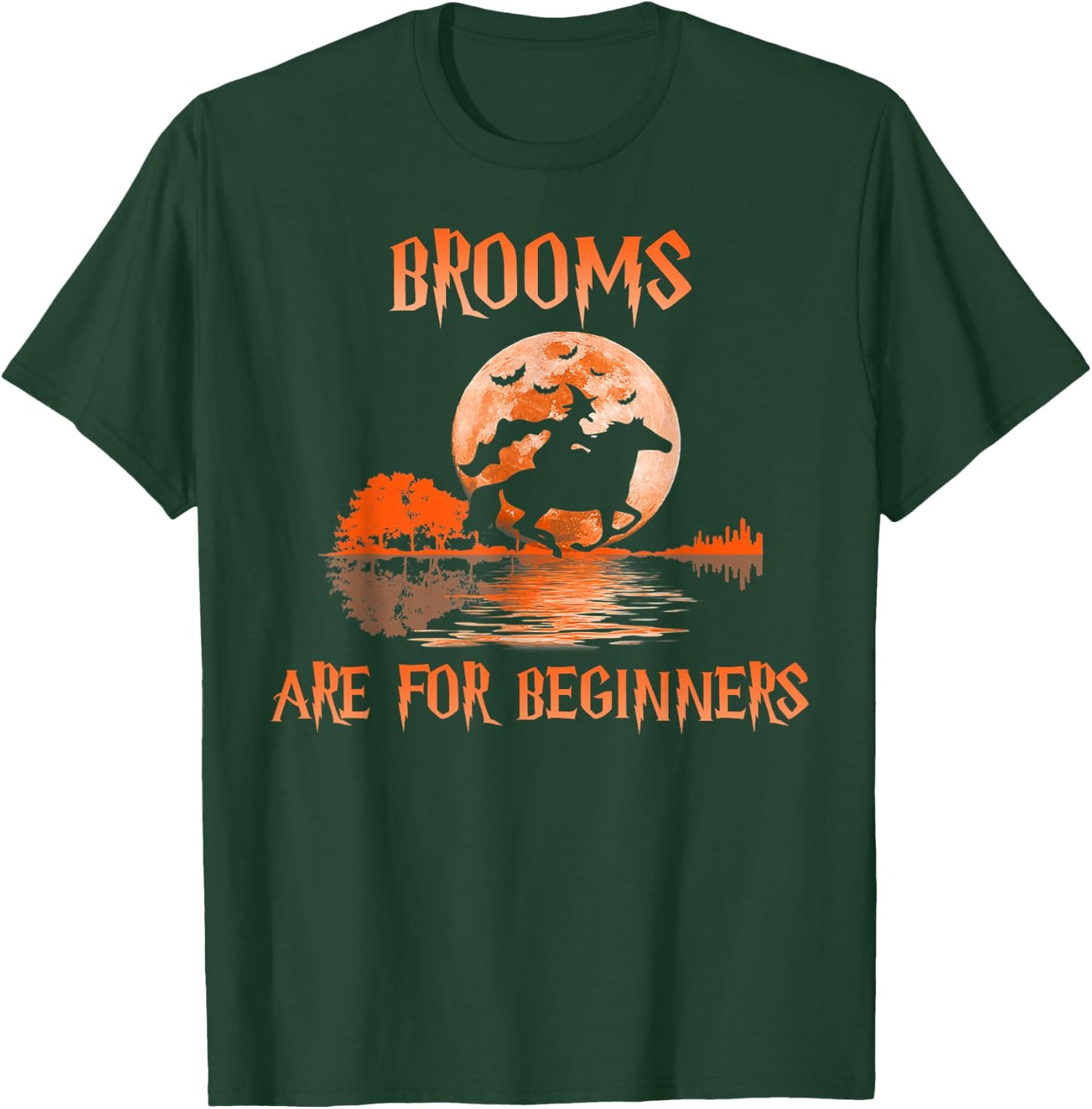 Brooms Are For Beginners Horses Witch Halloween T-Shirt - T-Shirt | Forest