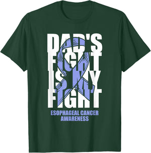 Esophageal Cancer Awareness Periwinkle Ribbon Dad's Fight T-Shirt - T-Shirt | Forest