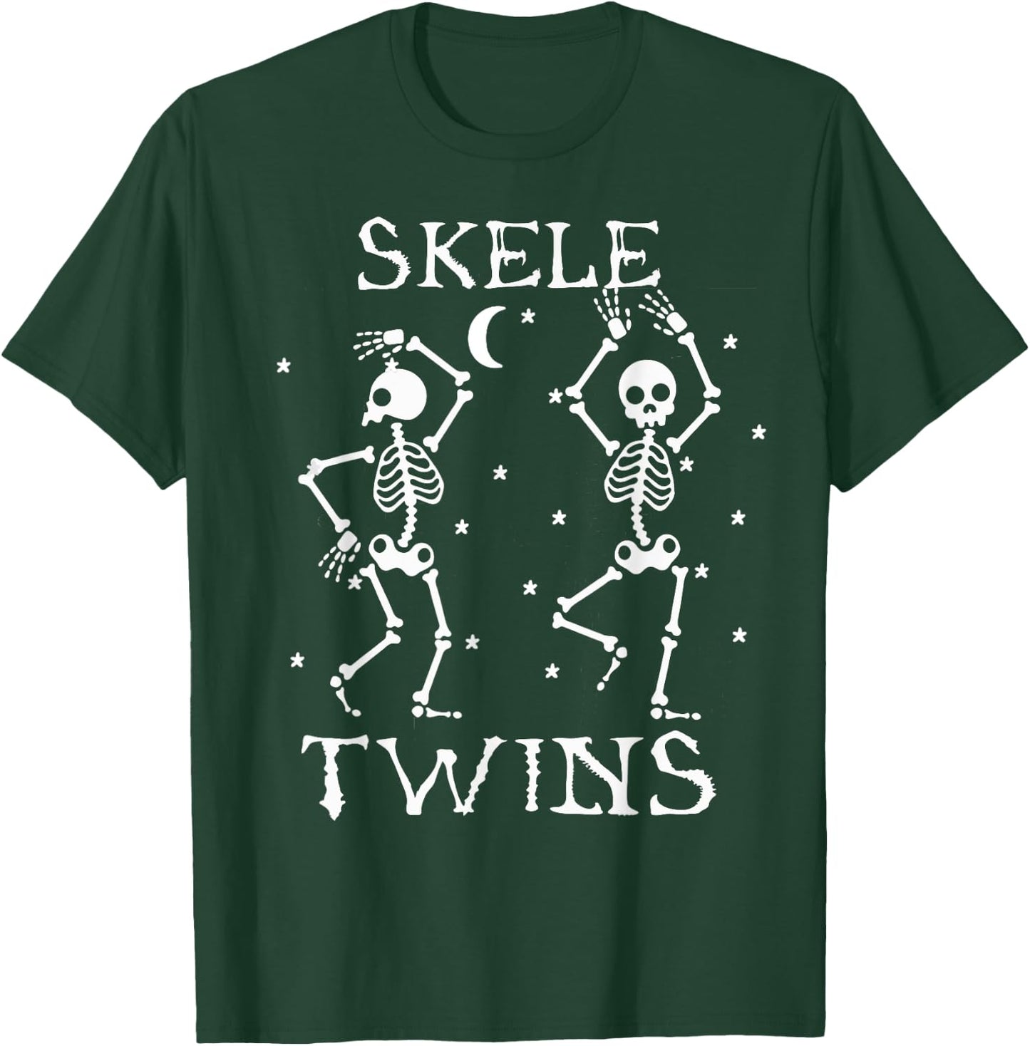 Twins Halloween Matching Skeletwins Funny Dancing Skeletons T-Shirt - T-Shirt | Forest