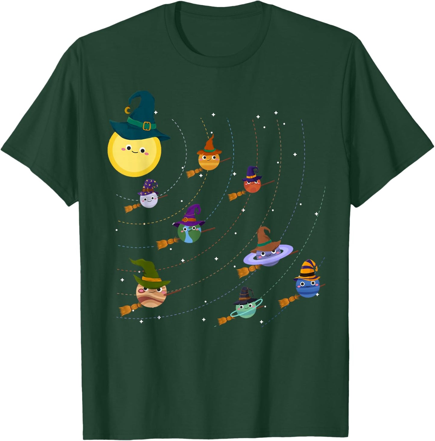 Funny Halloween Solar System Witch Planets - Space Astronaut T-Shirt - T-Shirt | Forest
