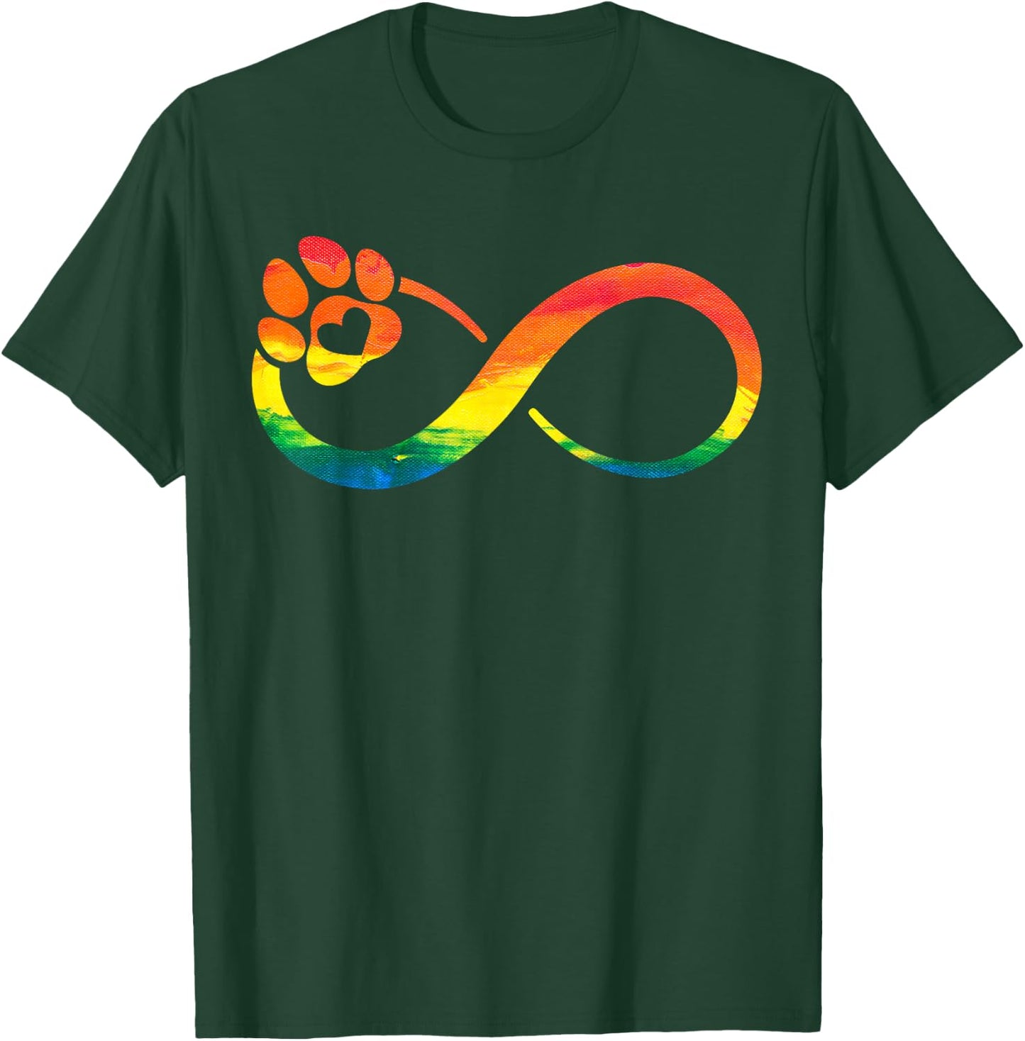 Dog Cat Paw Print Infinite Rainbow, Dog Lover Rescue T-Shirt - T-Shirt | Forest