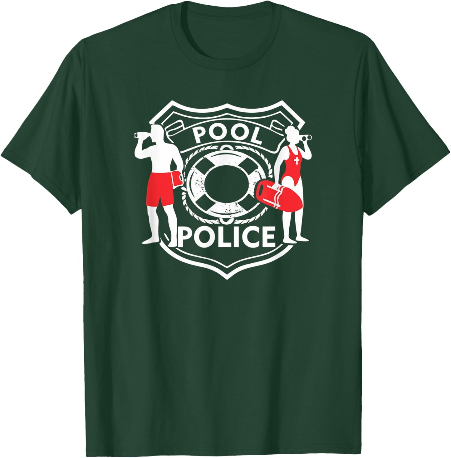 Pool Police, Lifeguard, Funny Pool, Security T-Shirt - T-Shirt | Forest