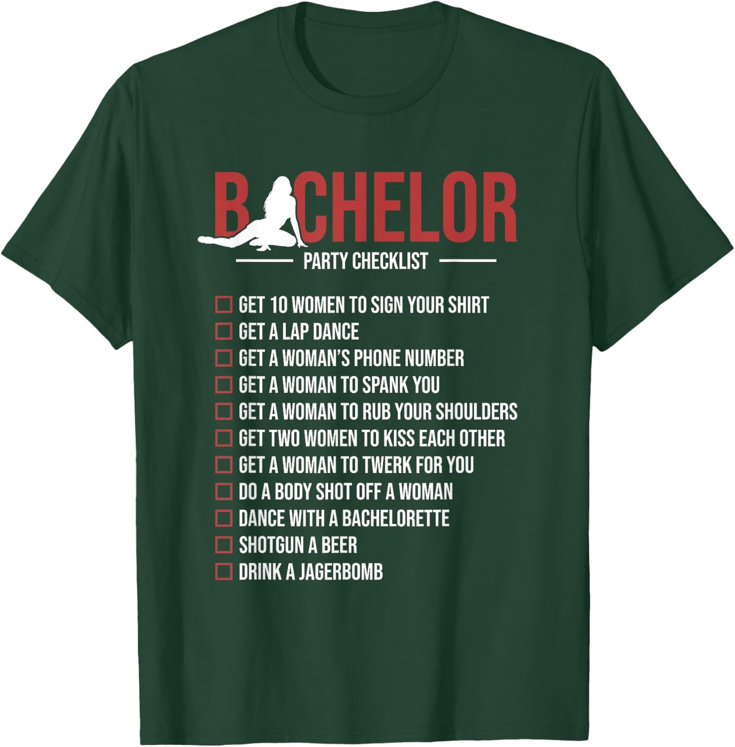 Bachelor Party Checklist Funny Groom Bachelor Party T-Shirt - T-Shirt | Forest