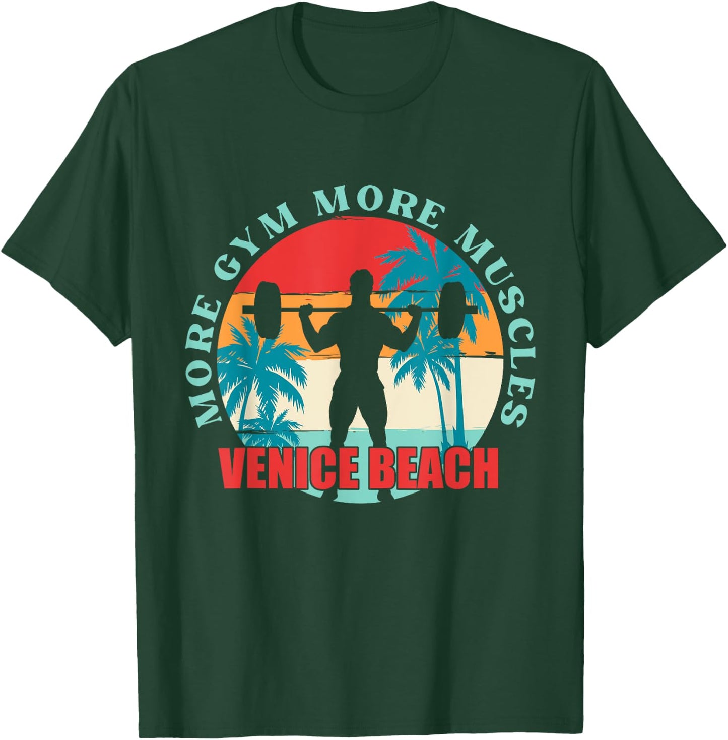 More Gym More Muscles Bodybuilding Venice Beach Men Women Kids T-Shirt - T-Shirt | Forest