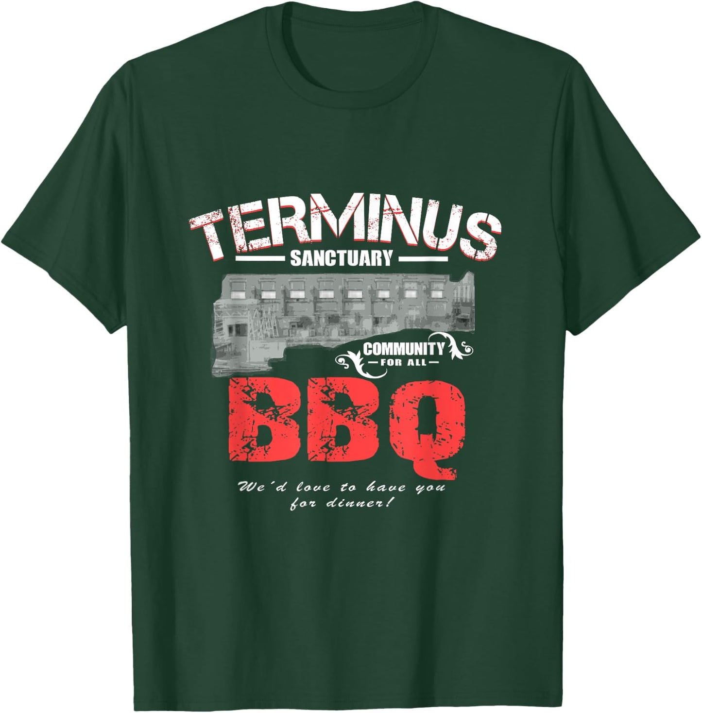 Go Out Adult Terminus BBQ Funny Zombie Apocalypse T-Shirt - T-Shirt | Forest