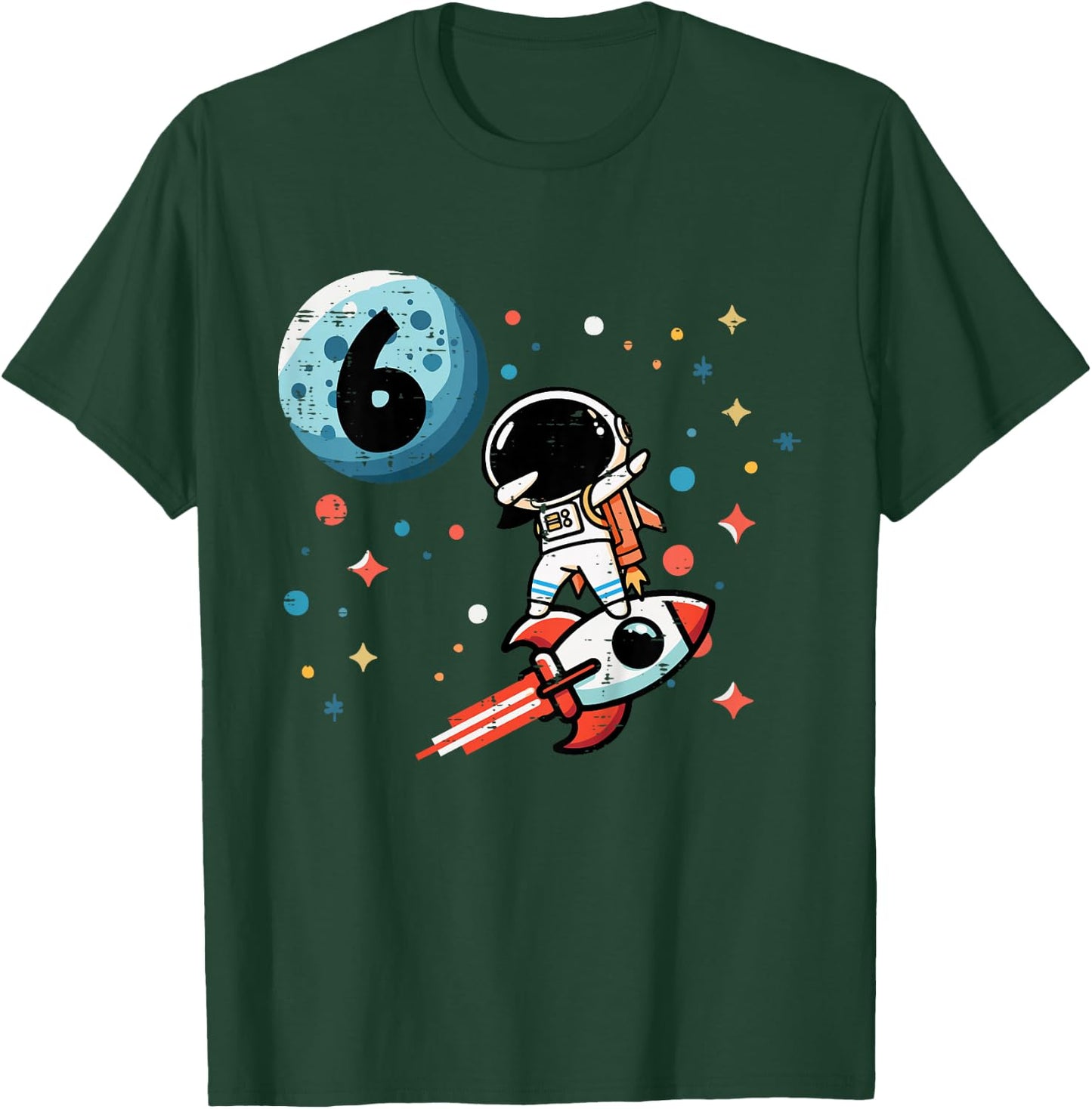 Kids 6th Birthday Astronaut Dab Rocket 6 Years Old Bday Boys Kids T-Shirt - T-Shirt | Forest