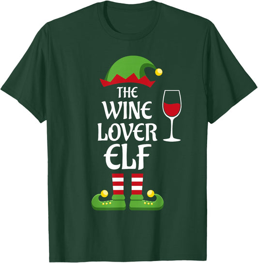 Wine Lover Elf Family Matching Group Christmas T-Shirt - T-Shirt | Forest