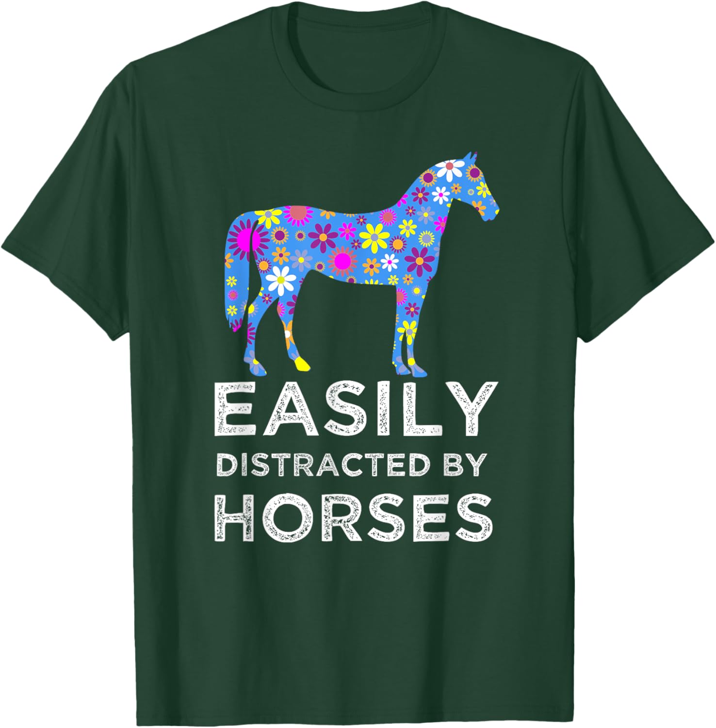 Funny Horse Lover Cute Floral T-Shirt - T-Shirt | Forest