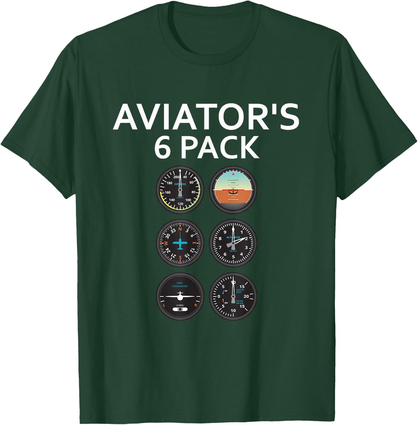 Aviator Pack of 6 : Pilot Novelty Humour T-Shirt - T-Shirt | Forest