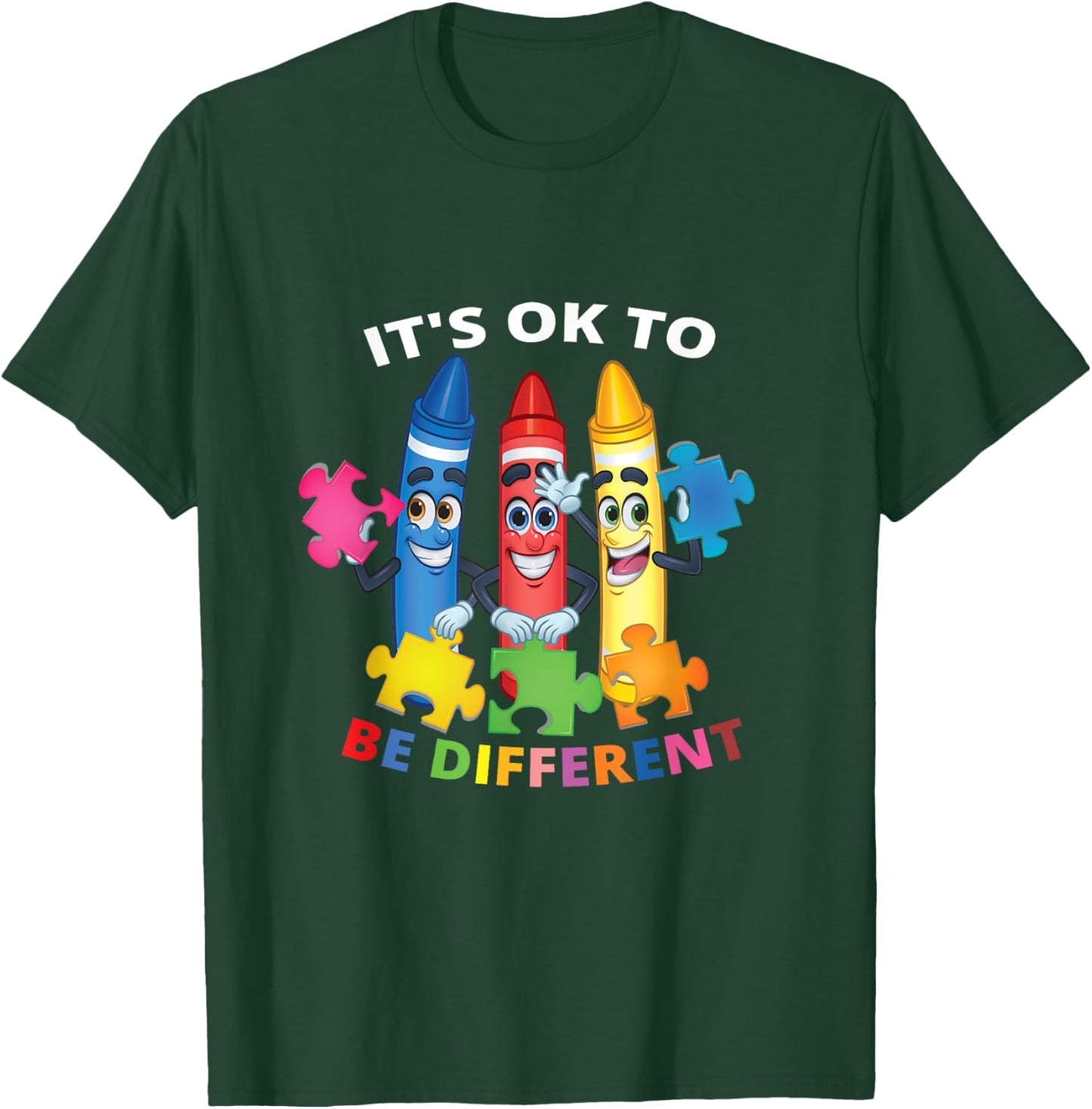 InGENIUS World Autism Awareness Day Gifts Autism Awareness It's Ok To Be Different Autistic Be Unique Black Kids T-Shirt - T-Shirt | Forest