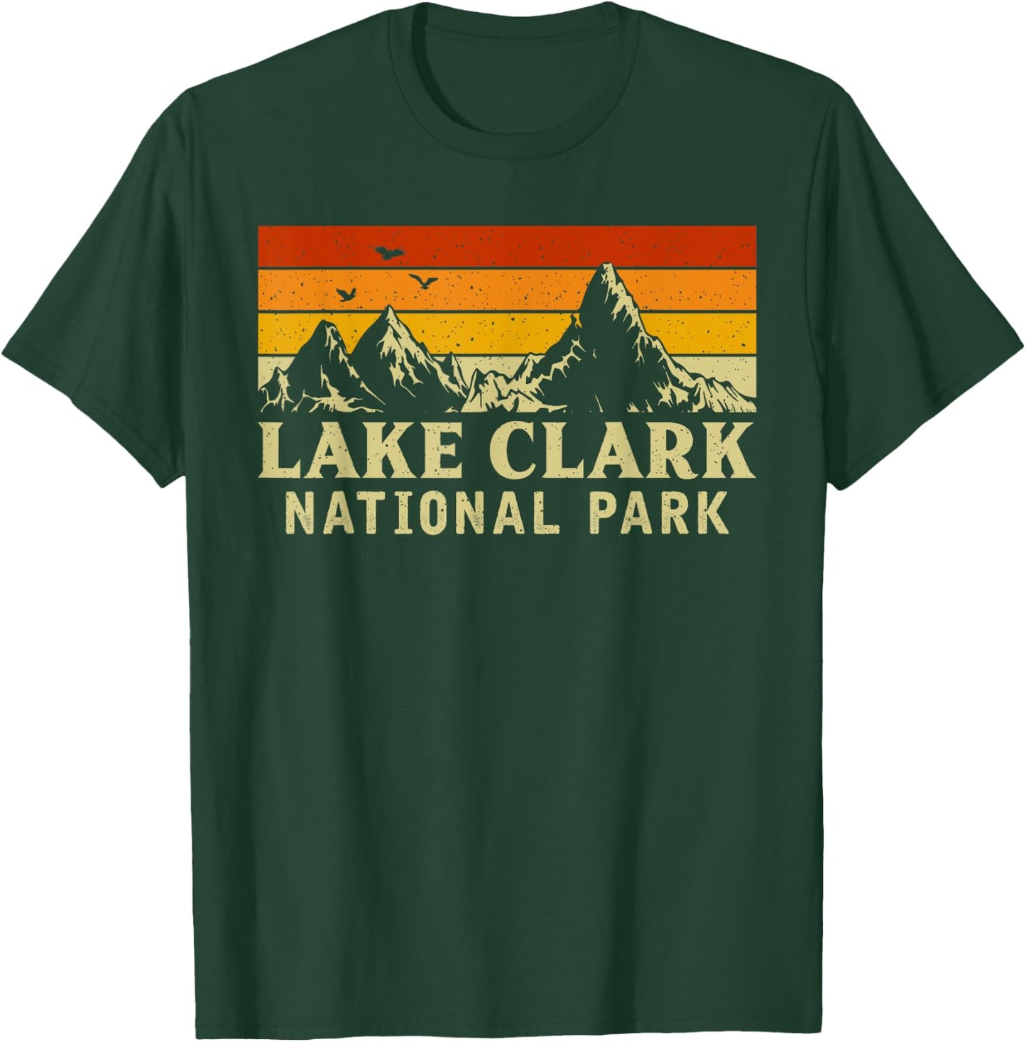 Vintage Retro Mountain Graphics Lake Clark National Park T-Shirt - T-Shirt | Forest