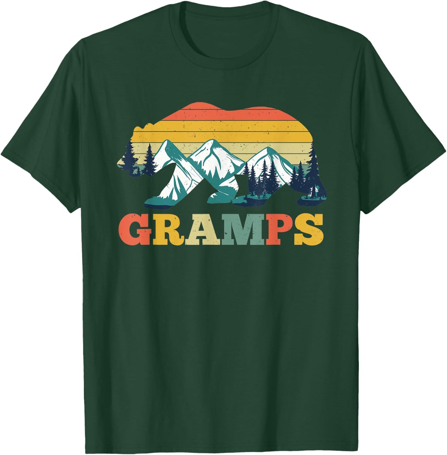 Vintage Gramps Bear Camper Camping Mountain Father's Day T-Shirt - T-Shirt | Forest