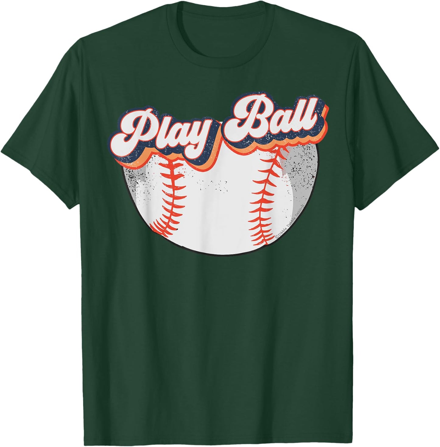 Retro Style PLAY BALL Softball Baseball T-Shirt - T-Shirt | Forest