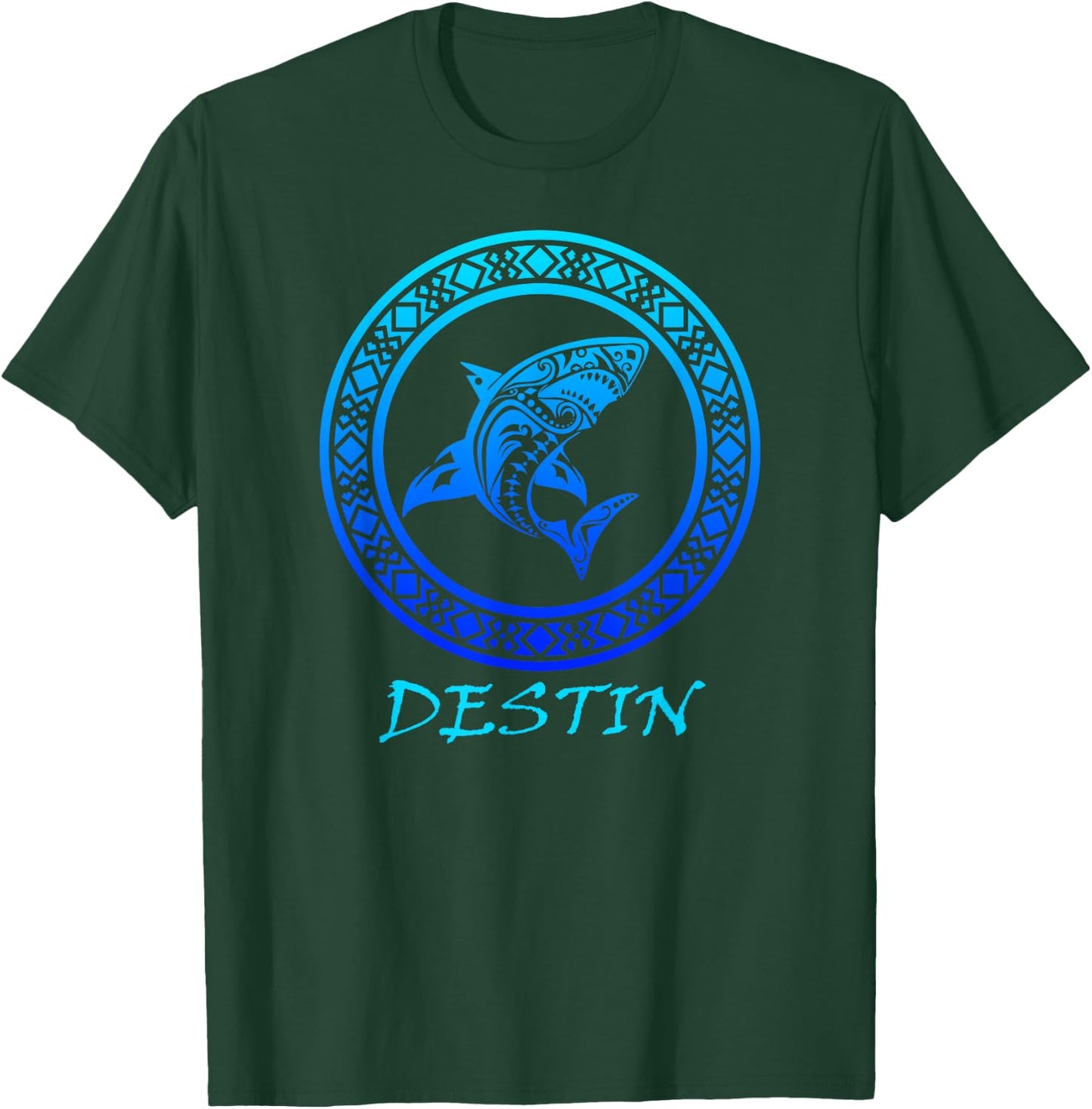 Destin, Florida Vintage Retro Tribal Shark Vacation T-Shirt - T-Shirt | Forest