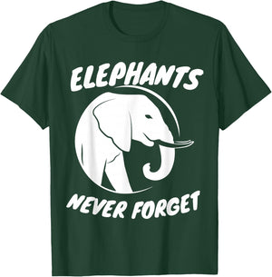 Cool Elephants Never Forget Elephant Silhouette Retro T-Shirt - T-Shirt | Forest