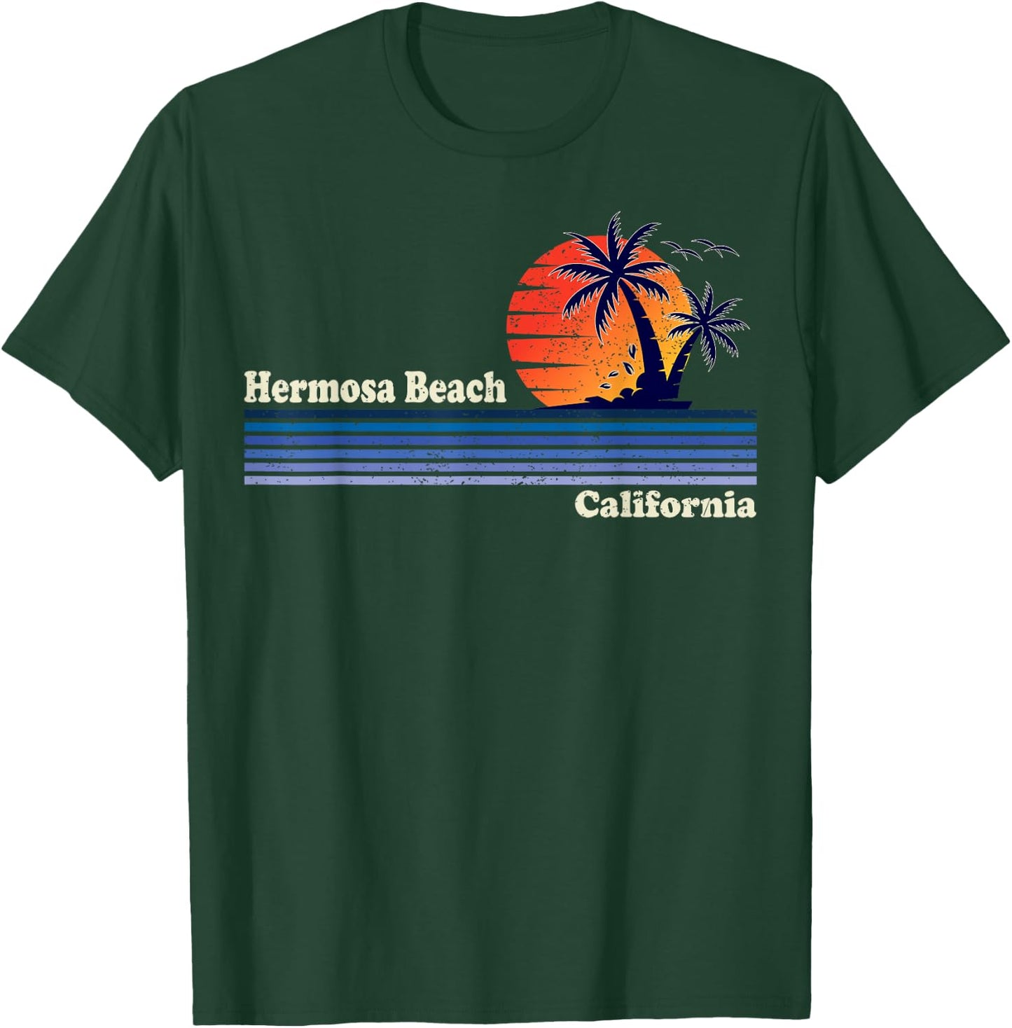 Hermosa Beach Shirt - Vintage Retro Sunset Hermosa Beach T-Shirt - T-Shirt | Forest