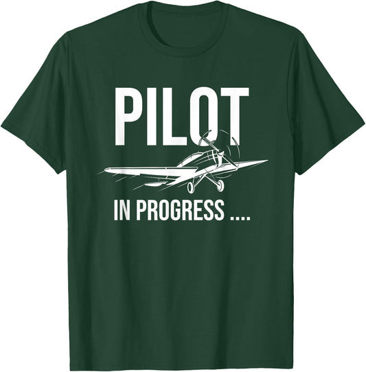 Kids Pilot In Progress, Future Pilot Toy Airplane Lovers T-Shirt - T-Shirt | Forest