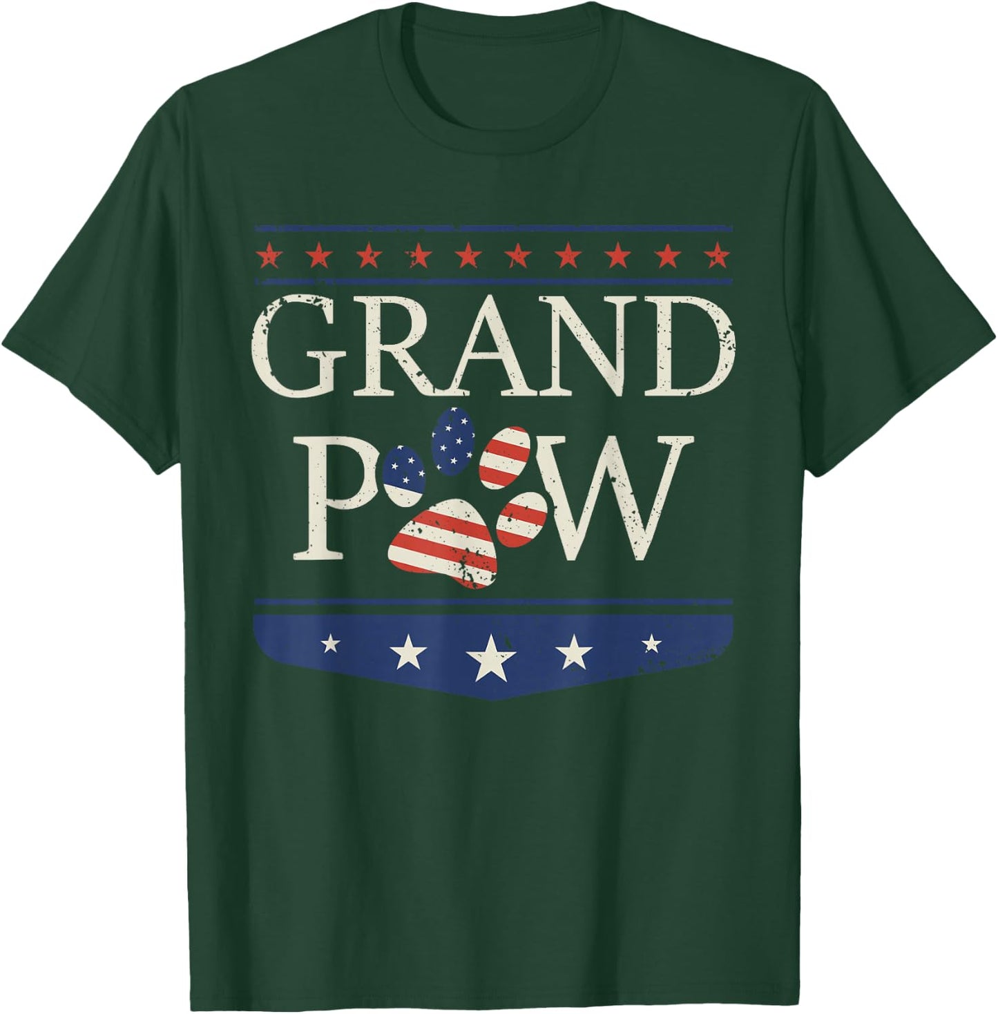 Grandpaw - Dog Grandpa Father's Day Grandkids Patriotic T-Shirt - T-Shirt | Forest