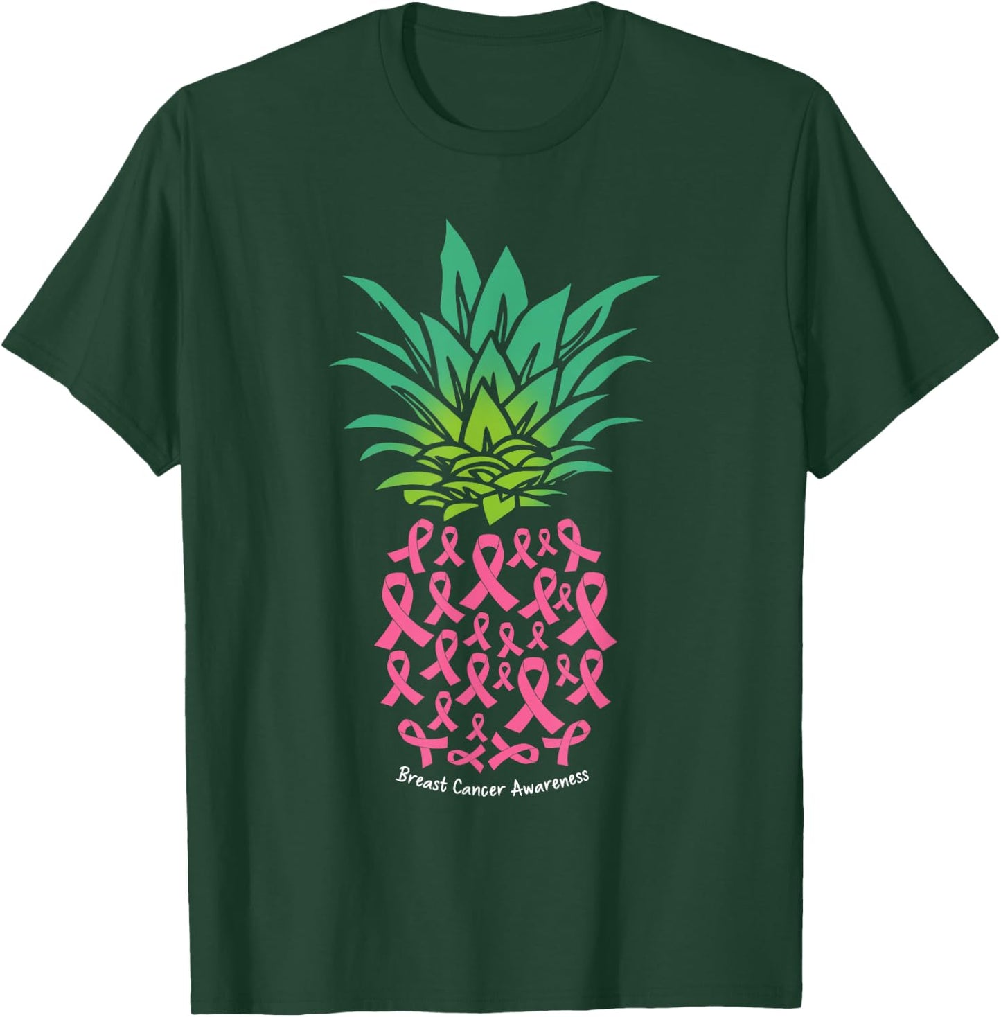 Pineapple Pink Ribbon Funny Breast Cancer Awareness T-Shirt - T-Shirt | Forest