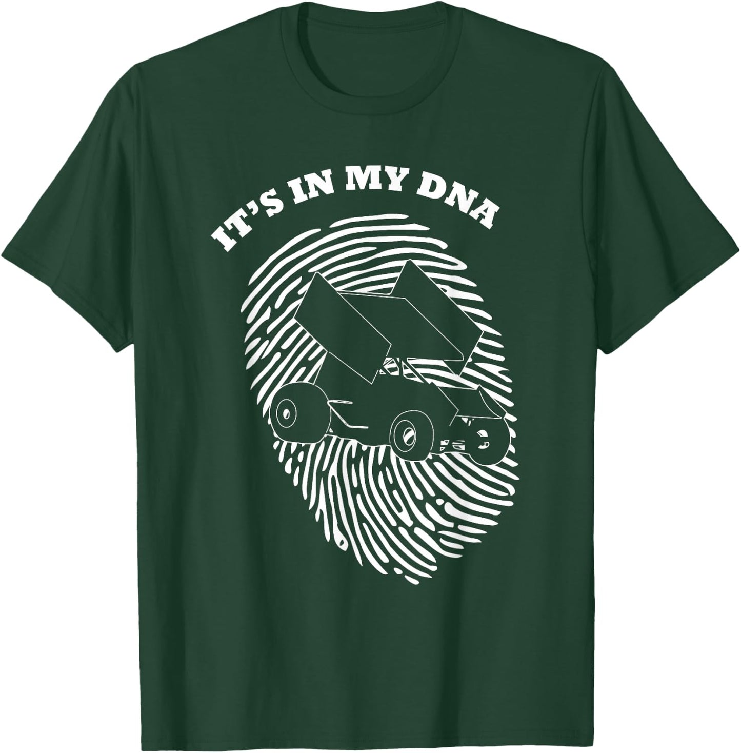 It's In My DNA Sprint Car Racing Race Fingerprint Fans Retro T-Shirt - T-Shirt | Forest