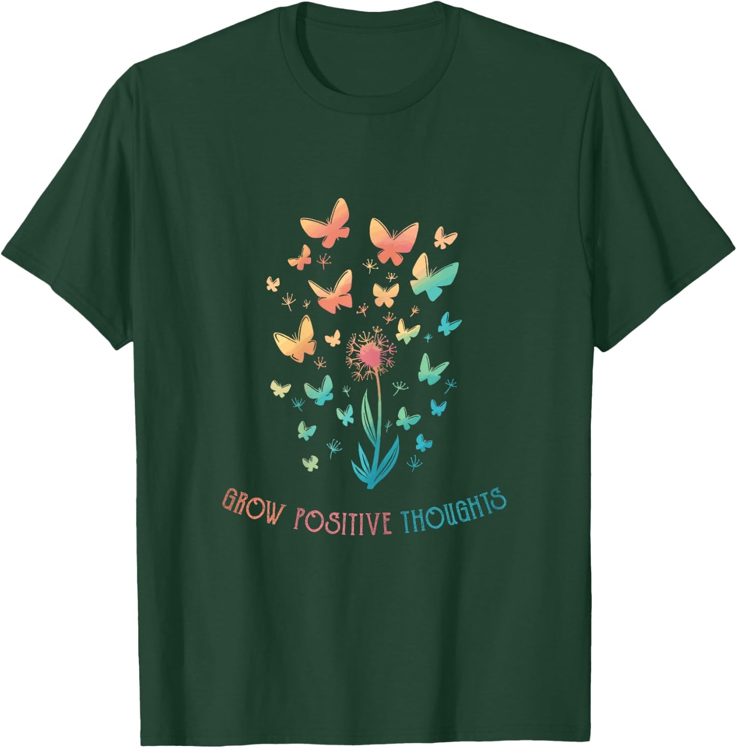 Grow Positive Thoughts Flower Butterfly Dandelion Women's T-Shirt - T-Shirt | Forest