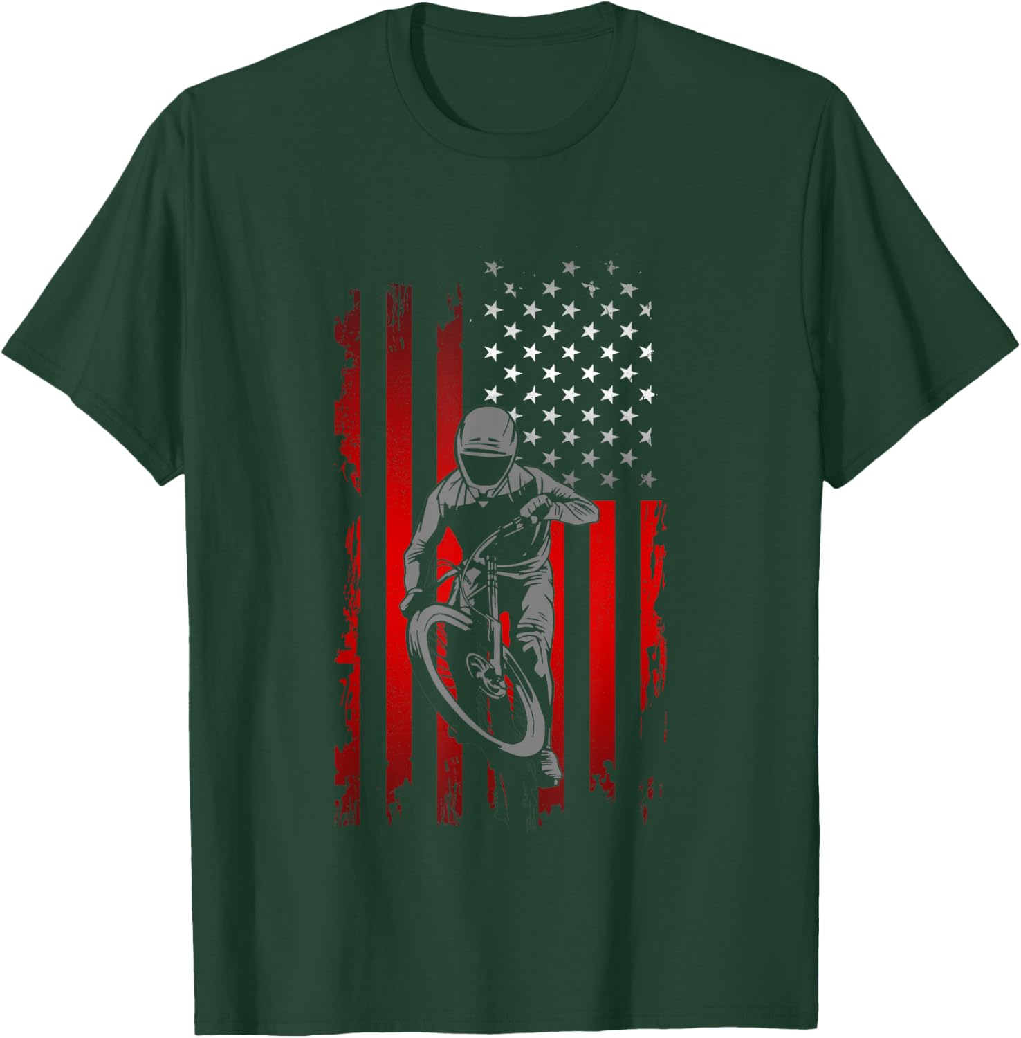 American Flag MTB Mountain Bike T-Shirt - T-Shirt | Forest