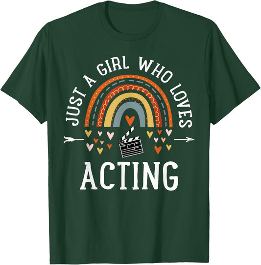 Just A Girl Who Loves Acting Rainbow Gifts for Theater Lover T-Shirt - T-Shirt | Forest