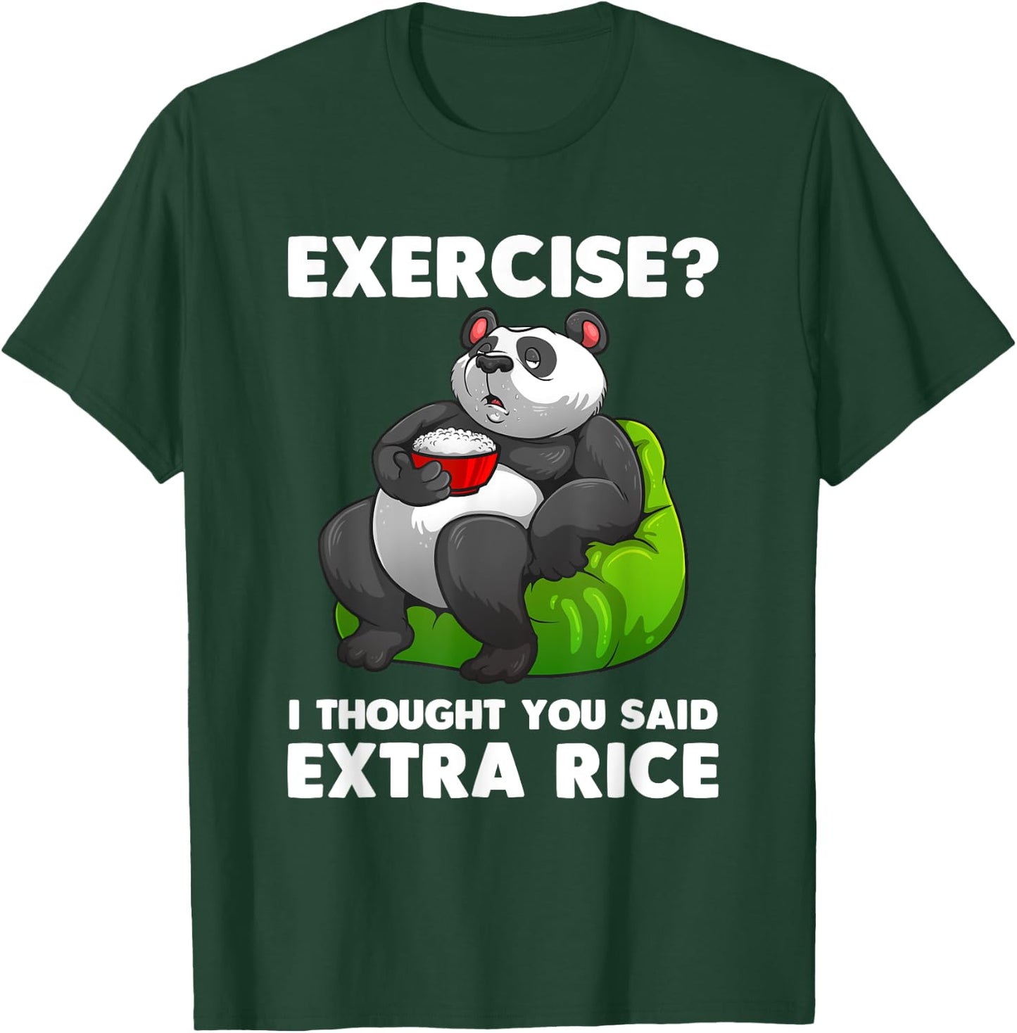 Cute Rice Art Men Women Asian Food Rice Panda Exercise Humor T-Shirt - T-Shirt | Forest