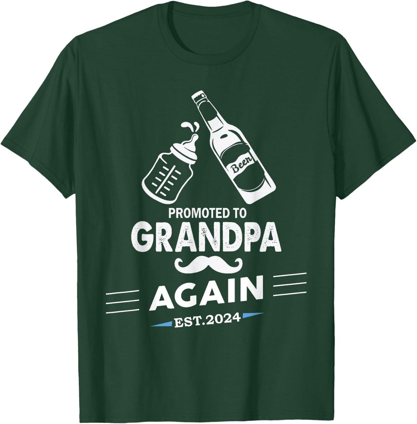 Promoted To Grandpa Again 2024 Funny Pregnancy Announcement T-Shirt - T-Shirt | Forest