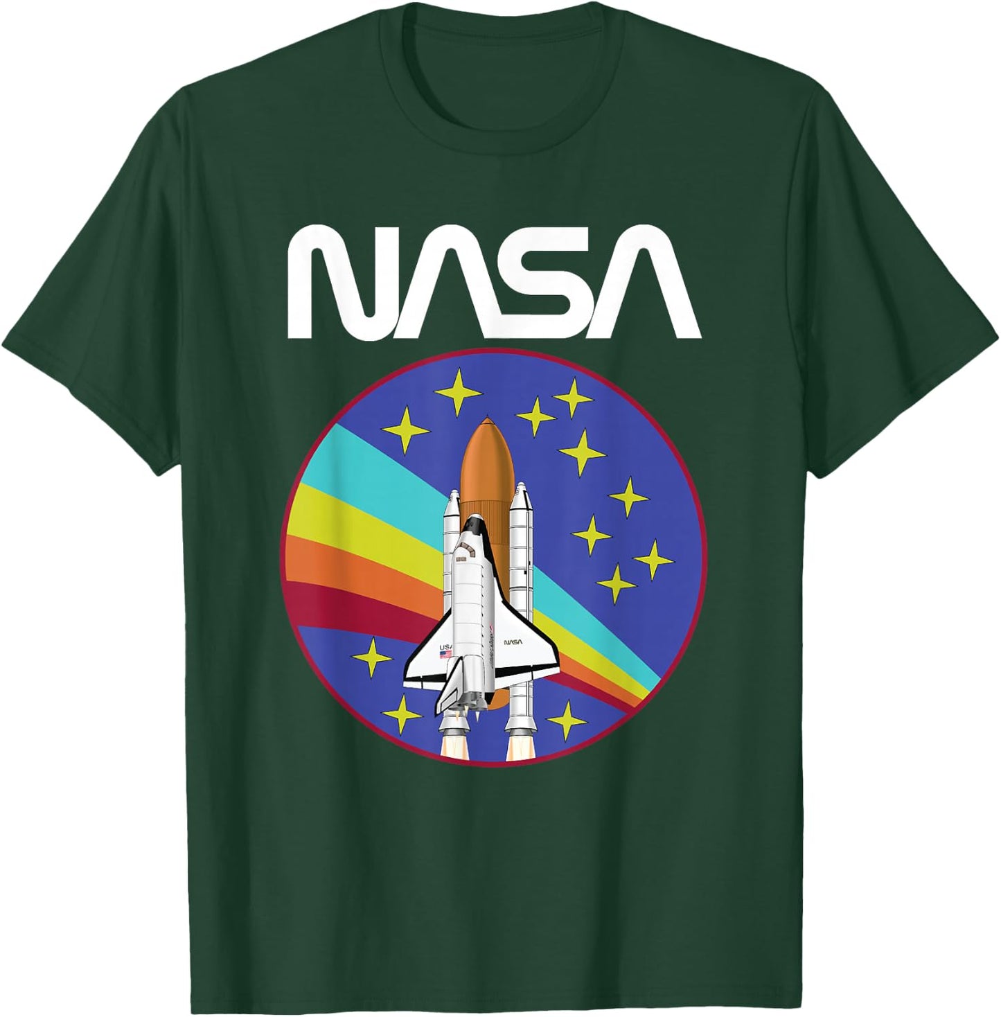 Retro NASA Space Shuttle Rainbow T-Shirt - T-Shirt | Forest