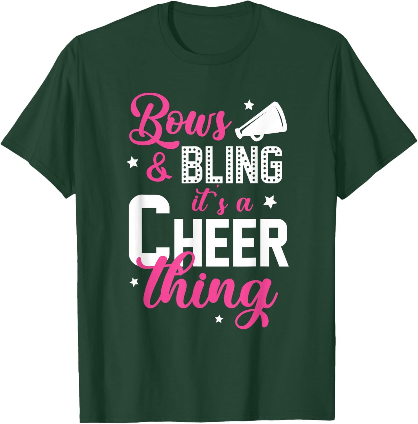 Bows & Bling It's A Cheer Thing | Cheerleading Cheerleader Small T-Shirt - T-Shirt | Forest
