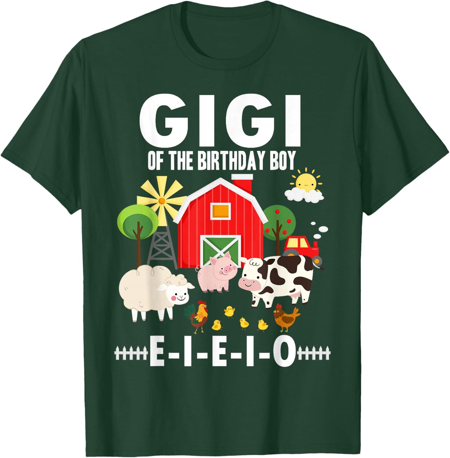 Gigi of The Birthday Boy Farm Animal Matching Family Party T-Shirt - T-Shirt | Forest