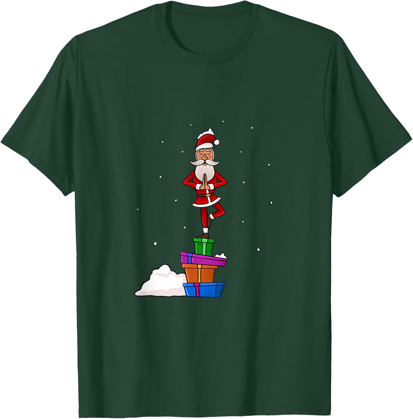 Funny Christmas Santa Claus Meditating Yoga Lover Teacher Women T-Shirt - T-Shirt | Forest
