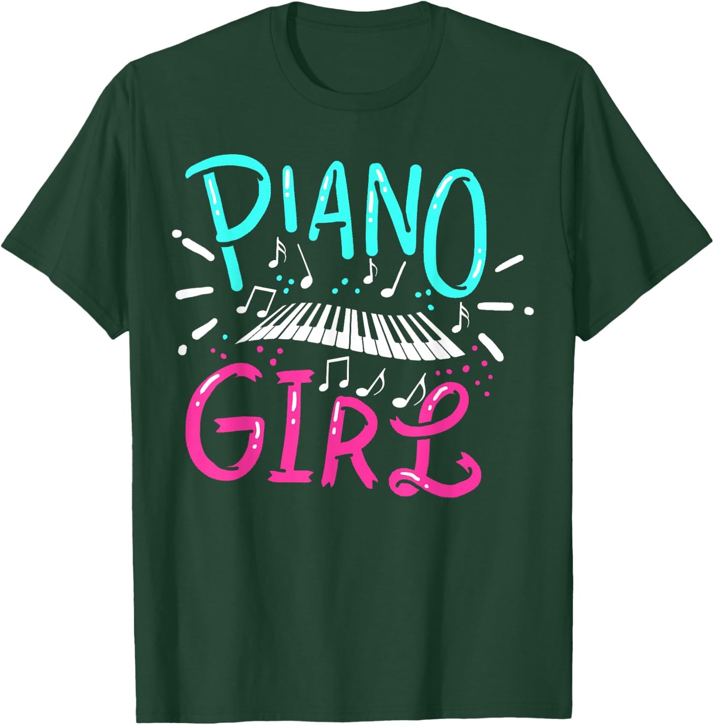 Piano Girl Pianist Music Notes Gift T-Shirt - T-Shirt | Forest