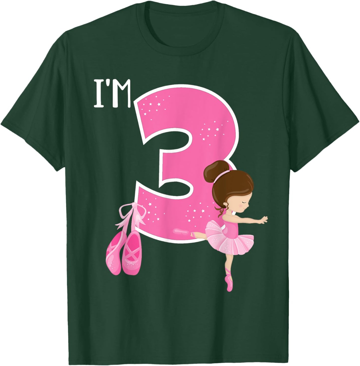 Girl's 3 Year Old Ballerina 3rd Birthday Party Ballet Dancer T-Shirt - T-Shirt | Forest