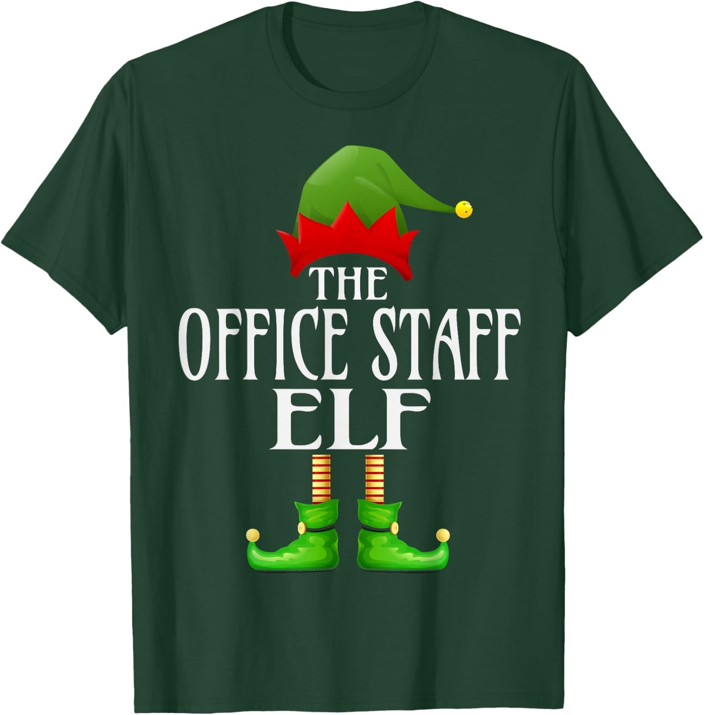 Office Staff Elf Xmas Funny Family Matching Group Christmas T-Shirt - T-Shirt | Forest