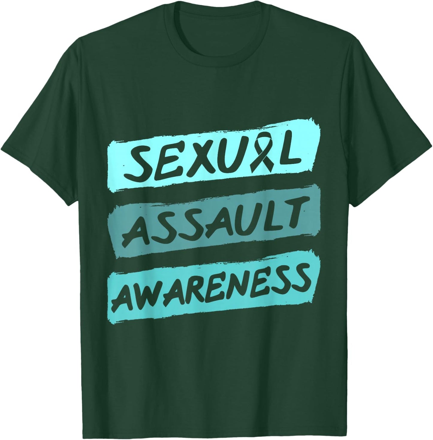 Sexual Assault Awareness Teal Ribbon T-Shirt - T-Shirt | Forest