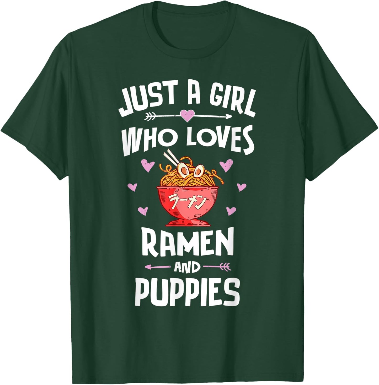 Just A Girl Who Loves Ramen And Puppies Gift Women T-Shirt - T-Shirt | Forest