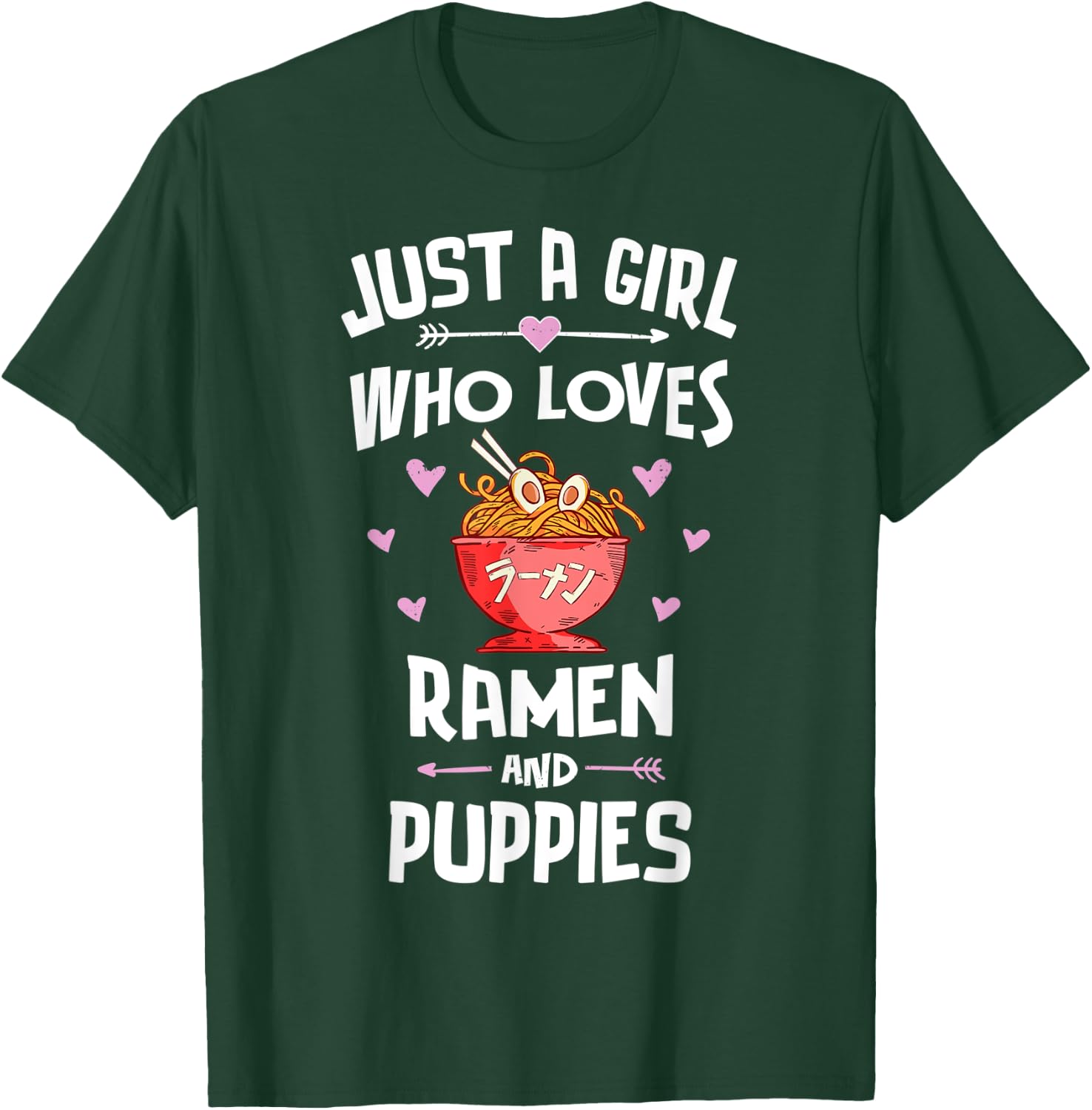 Just A Girl Who Loves Ramen And Puppies Gift Women T-Shirt - T-Shirt | Forest