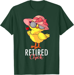 Retired Chick Retirement Pension Vacation Pensioner Resigned T-Shirt - T-Shirt | Forest