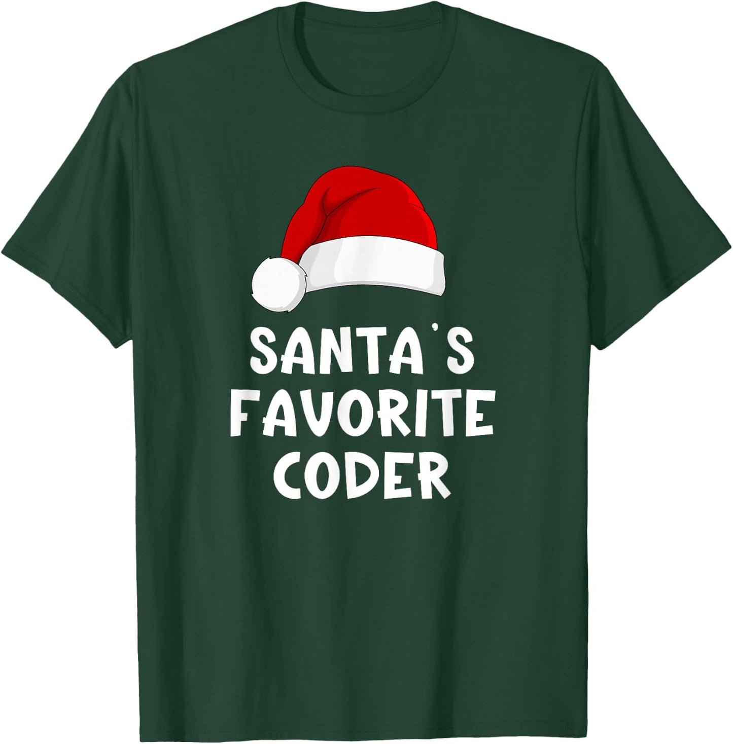 Christmas Santa's Favorite Coder Funny Xmas Pajama Coding T-Shirt - T-Shirt | Forest