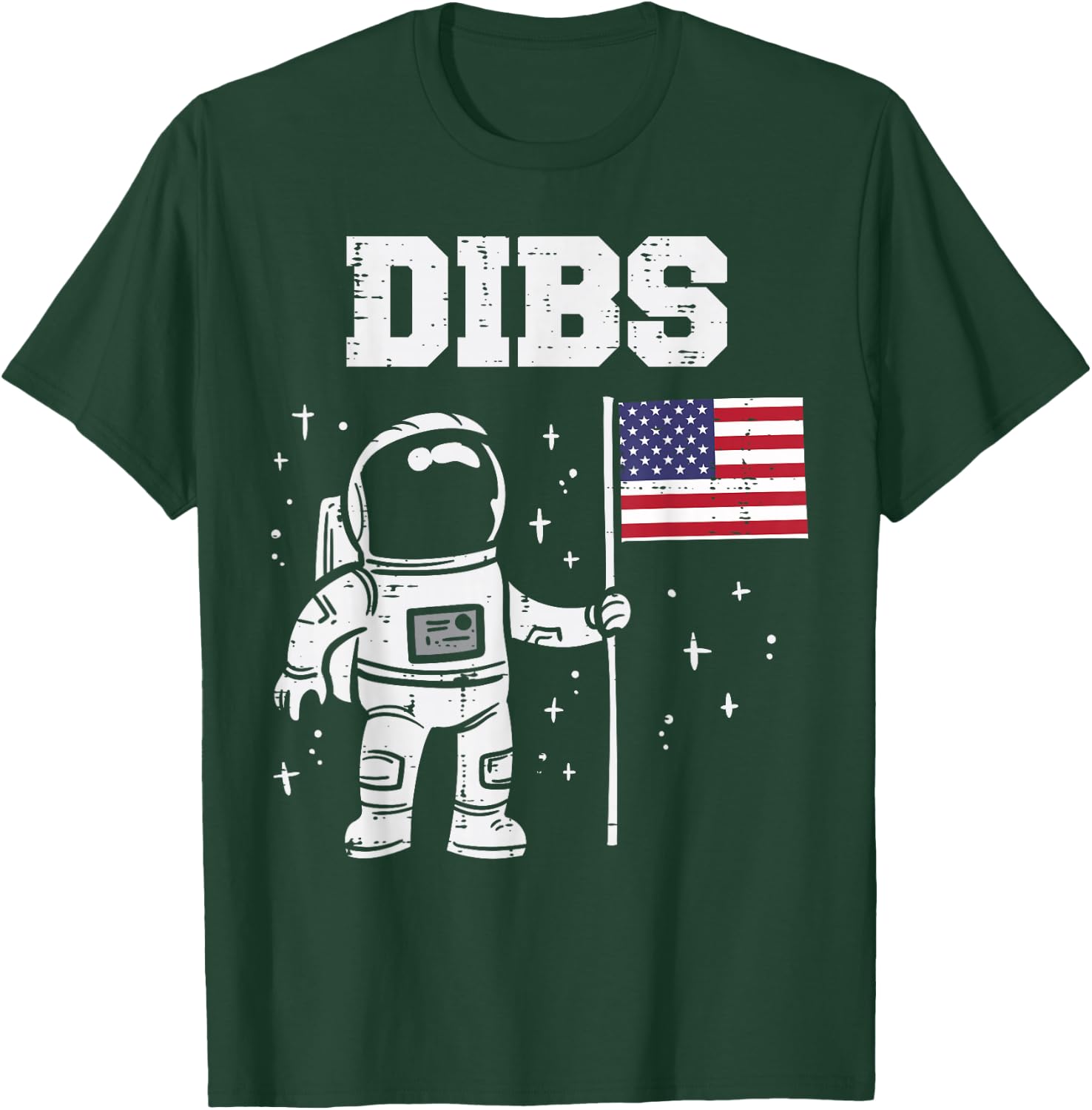 Dibs Moon Astronaut US American Flag Fun 4th Of July Fourth T-Shirt - T-Shirt | Forest