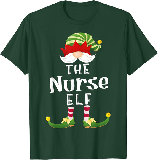 Nurse Elf Group Christmas Funny Pajama Party T-Shirt - T-Shirt | Forest