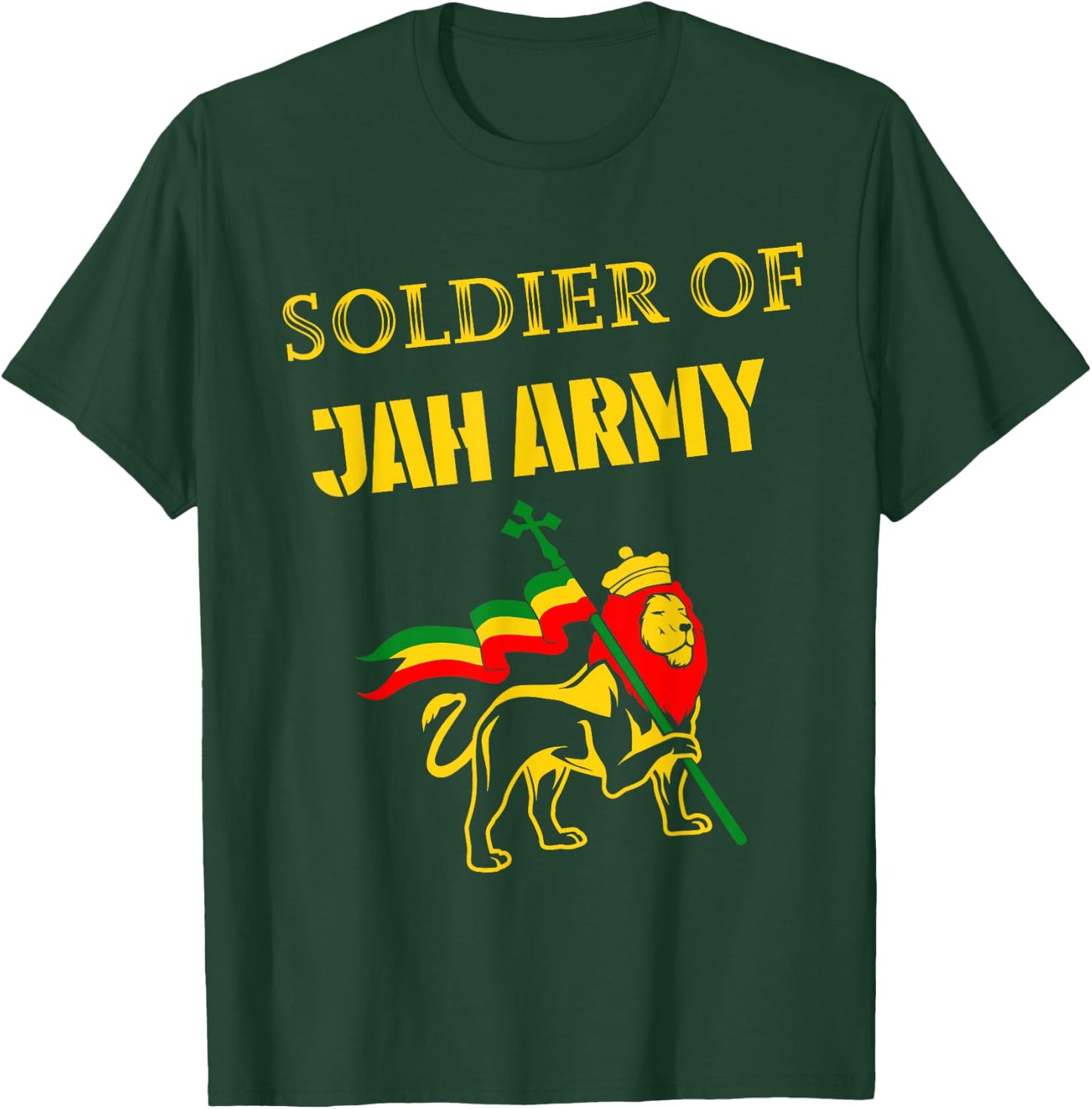 Men Women Jamaica Reggae Jah Army Rastafari Lion of Judah T-Shirt - T-Shirt | Forest