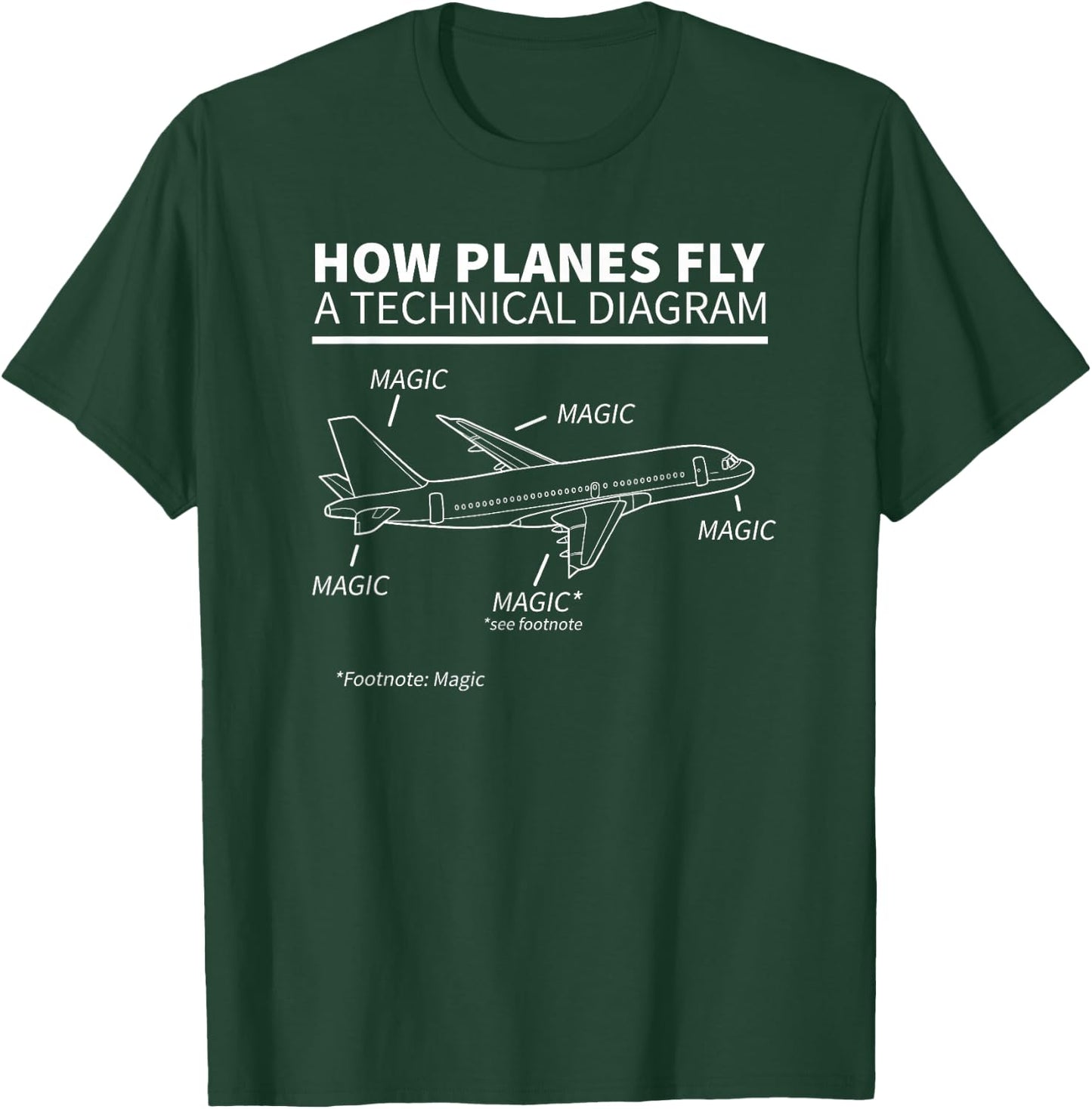 How Planes Fly Magic Funny Pilot T-Shirt - T-Shirt | Forest