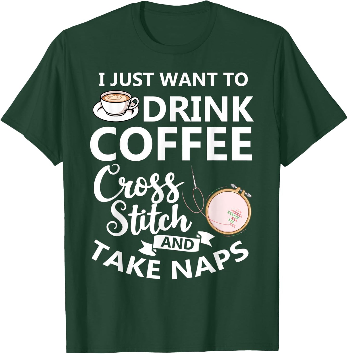 Cross Stitch Counted Pattern Beginner Alphabet Needle T-Shirt - T-Shirt | Forest