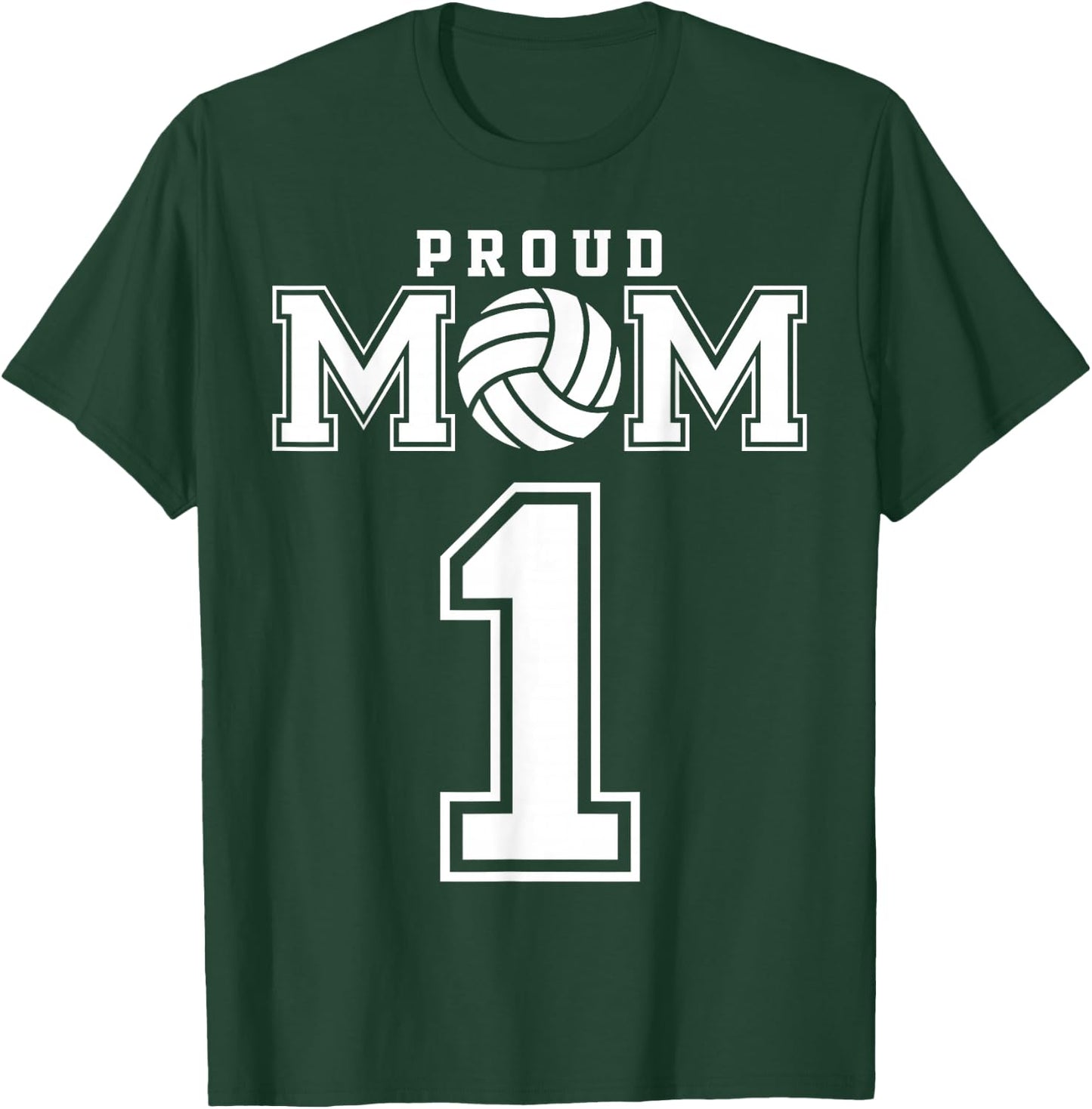 Custom Proud Volleyball Mom Number 1 Personalized Women T-Shirt - T-Shirt | Forest