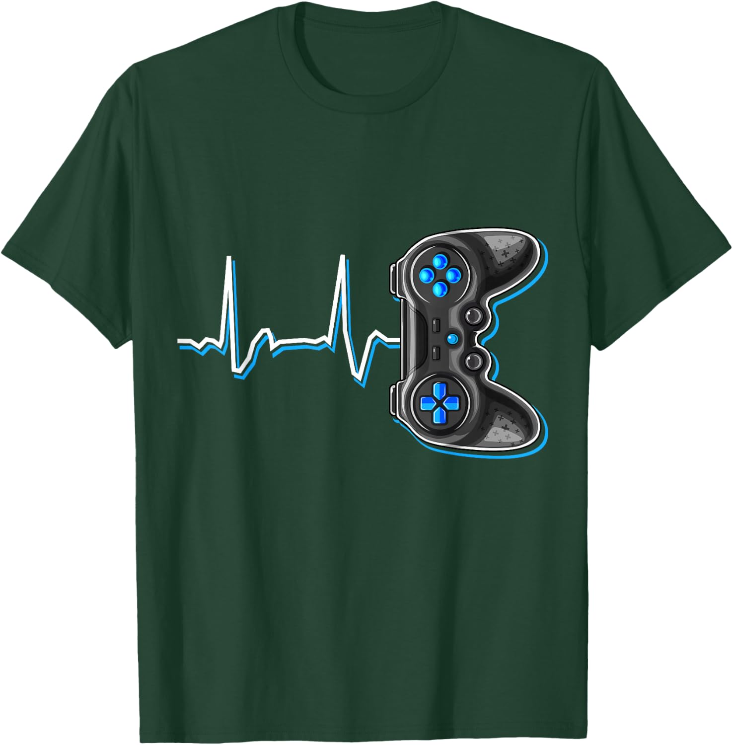Video Gamer Heartbeat Video Game Controller Gift Kids Boys T-Shirt - T-Shirt | Forest