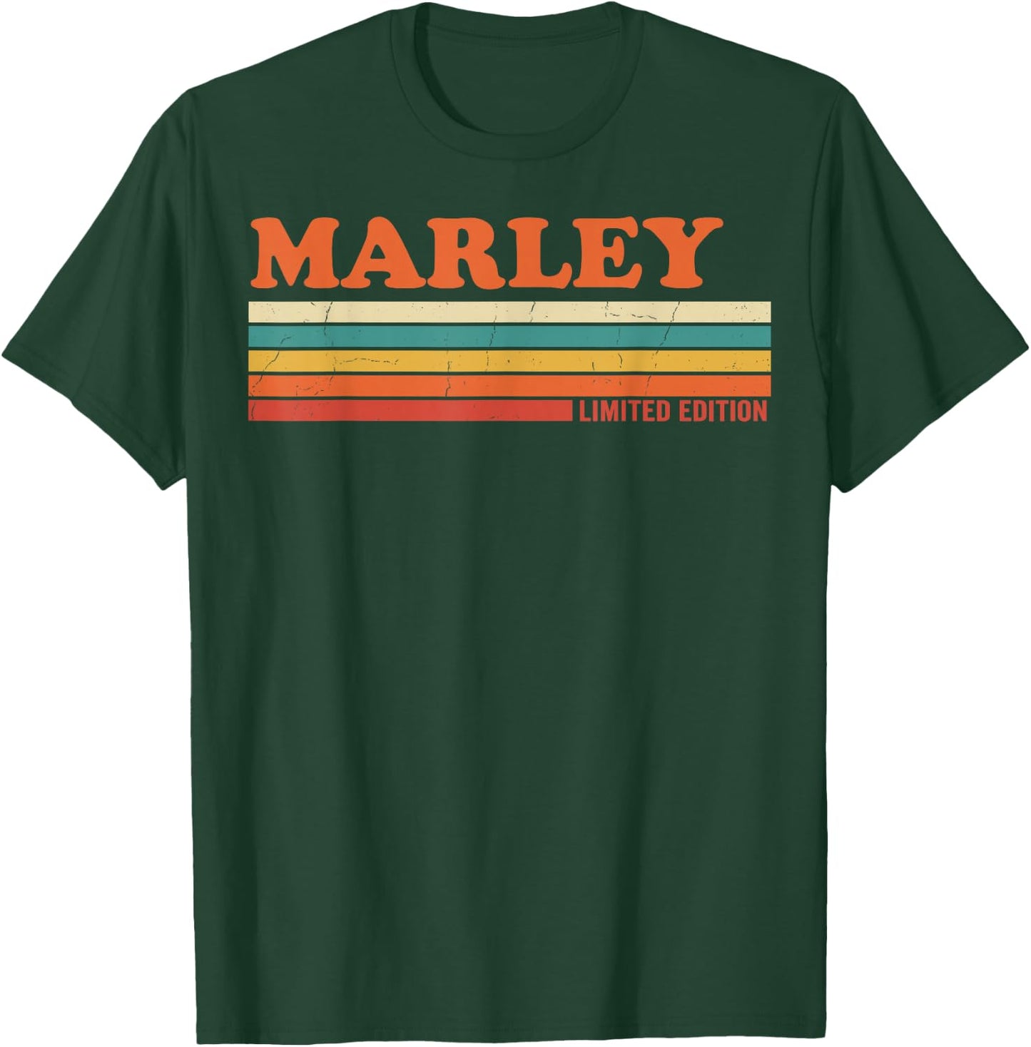Marley Retro Personalized First Name Vintage Stripes T-Shirt - T-Shirt | Forest